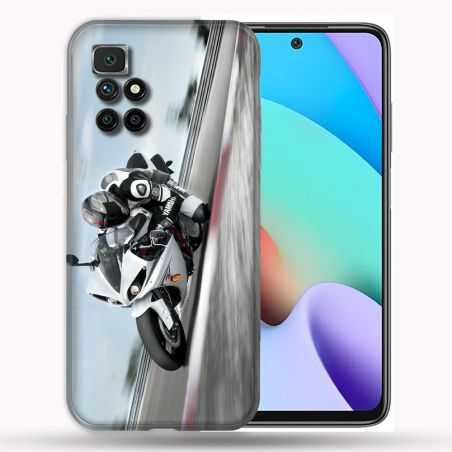 Coque Pour Xiaomi Redmi 10 Moto Course GP Blanche