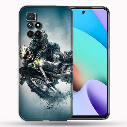 Coque Pour Xiaomi Redmi 10 Moto Cross Ombre