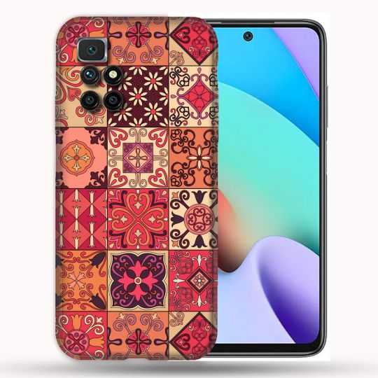 Coque Pour Xiaomi Redmi 10 Texture Carreau Ciment Rouge