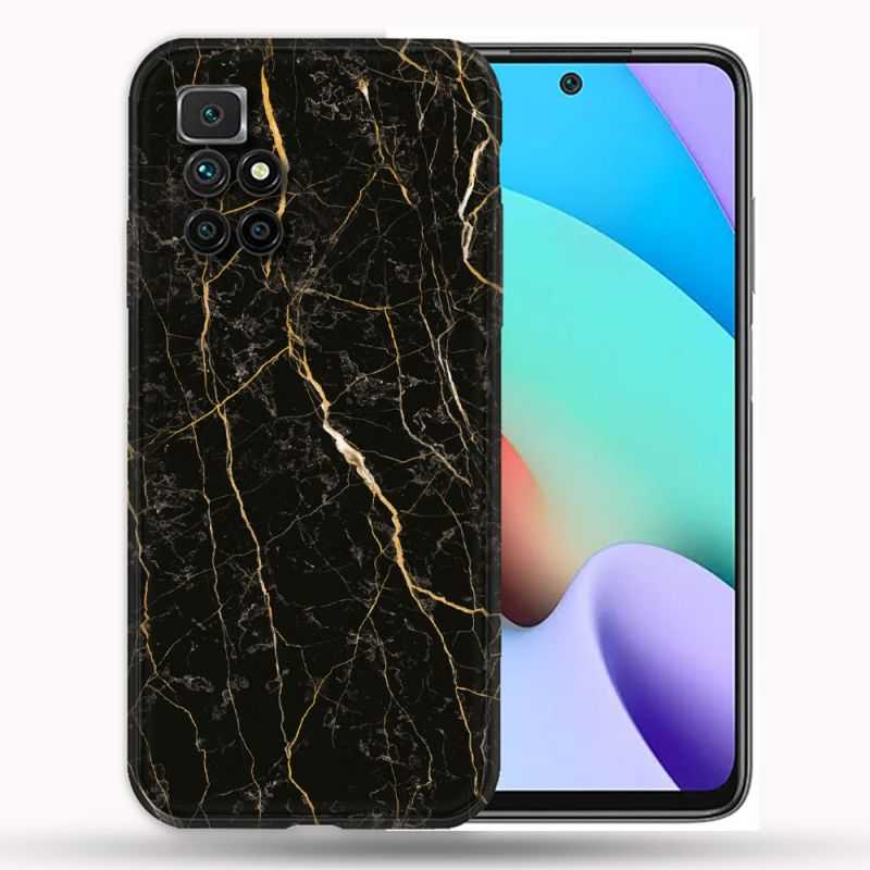 Coque Pour Xiaomi Redmi 10 Texture Marbre Noir