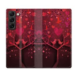Housse Cuir Portefeuille Pour Samsung Galaxy S22 Amour Arbre