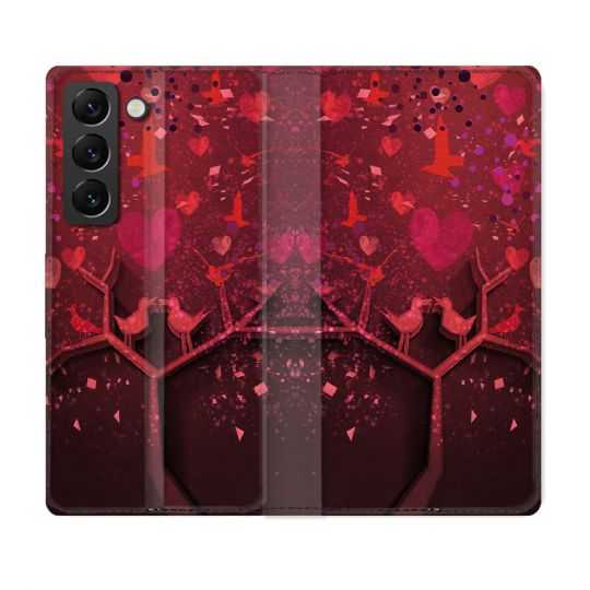 Housse Cuir Portefeuille Pour Samsung Galaxy S22 Amour Arbre