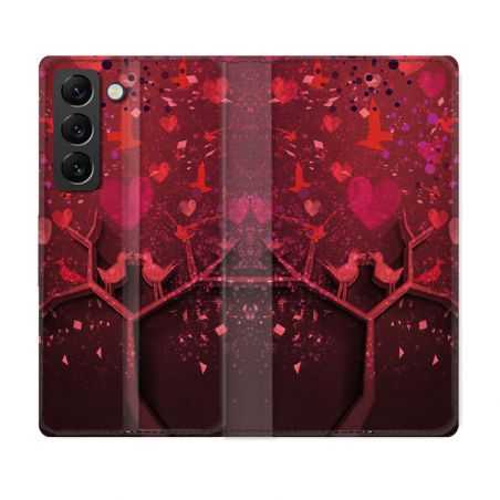 Housse Cuir Portefeuille Pour Samsung Galaxy S22 Amour Arbre