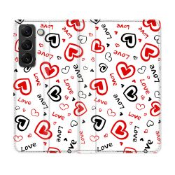 Housse Cuir Portefeuille Pour Samsung Galaxy S22 Amour Love