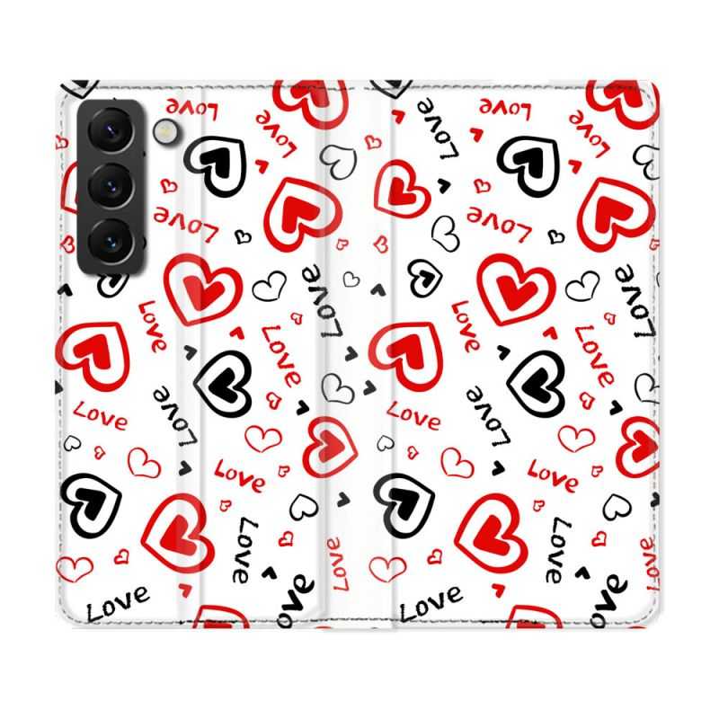 Housse Cuir Portefeuille Pour Samsung Galaxy S22 Amour Love