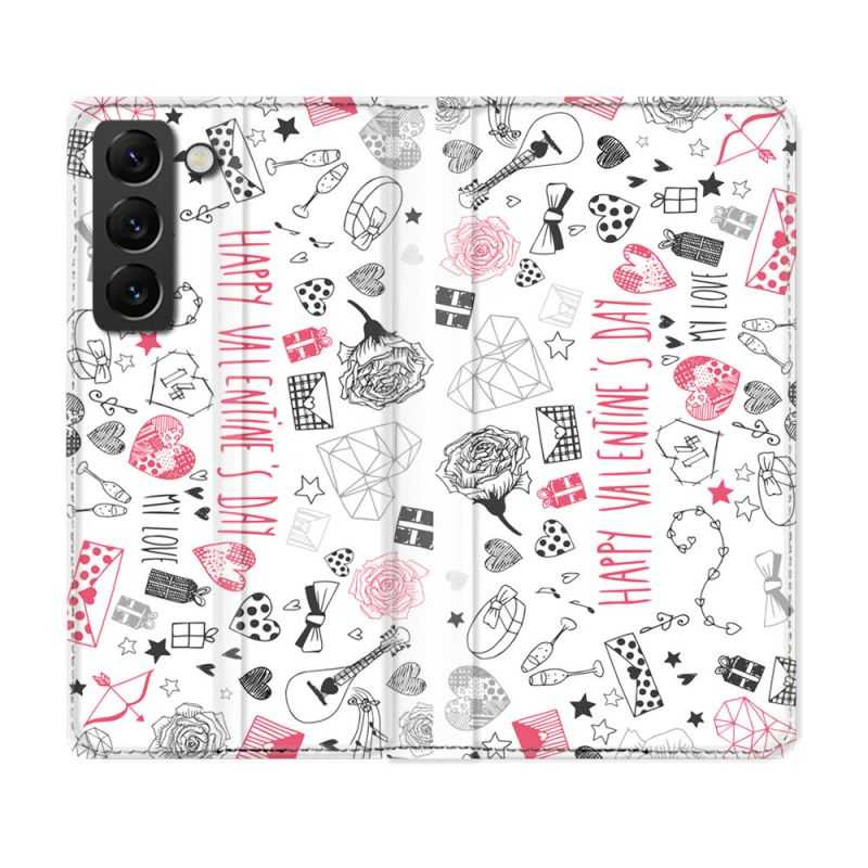 Housse Cuir Portefeuille Pour Samsung Galaxy S22 Amour Valentines