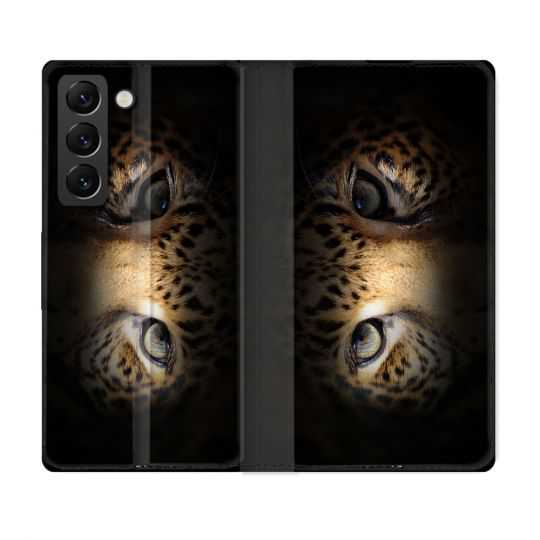 Housse Cuir Portefeuille Pour Samsung Galaxy S22 Animal Leopard Yeux