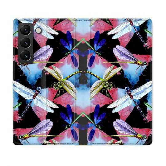 Housse Cuir Portefeuille Pour Samsung Galaxy S22 Animal Libellule