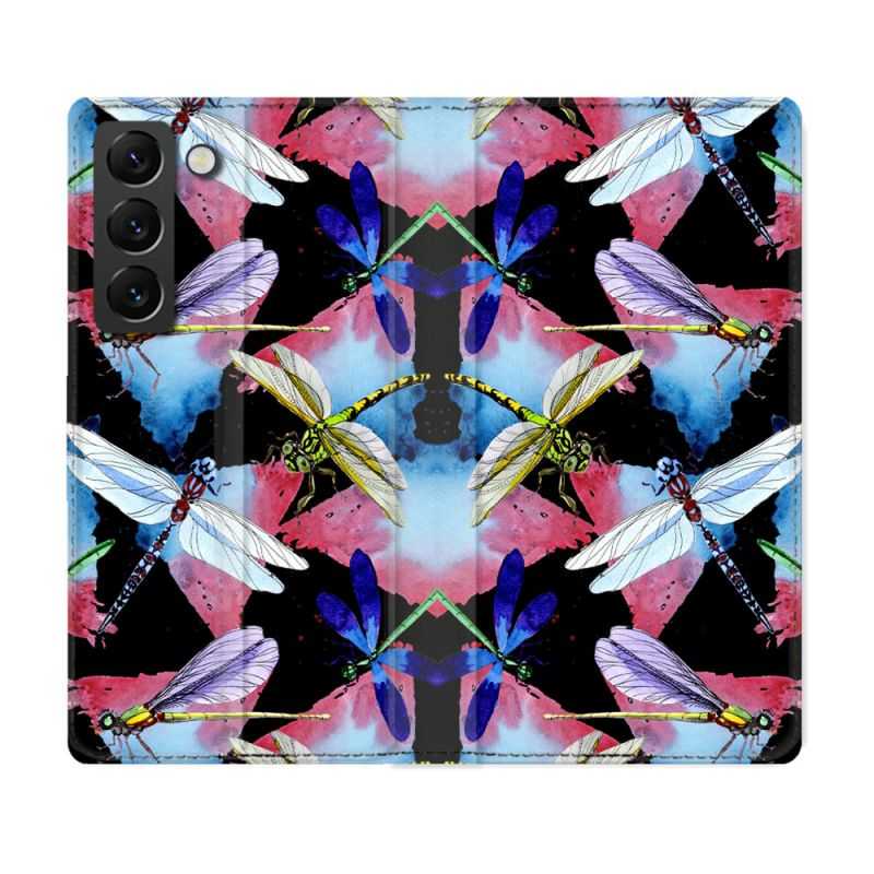 Housse Cuir Portefeuille Pour Samsung Galaxy S22 Animal Libellule