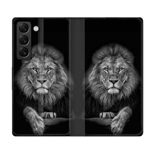Housse Cuir Portefeuille Pour Samsung Galaxy S22 Animal Lion Majestueux