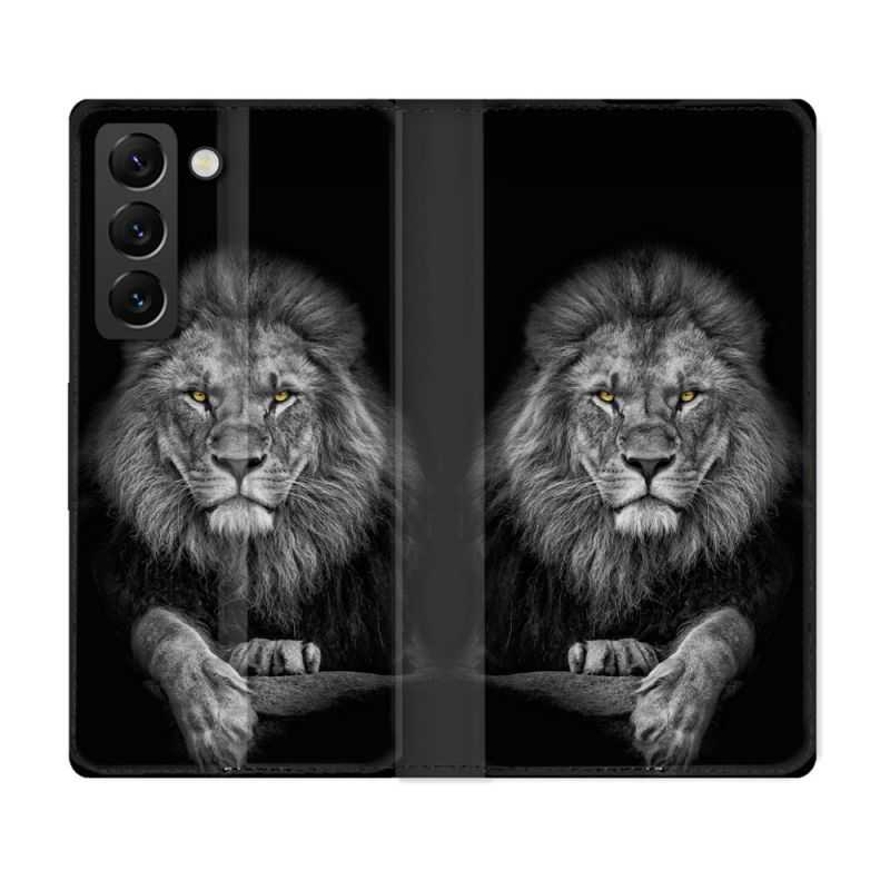 Housse Cuir Portefeuille Pour Samsung Galaxy S22 Animal Lion Majestueux