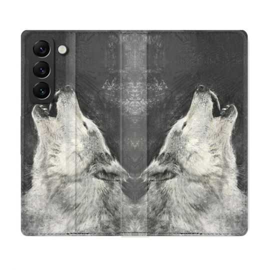 Housse Cuir Portefeuille Pour Samsung Galaxy S22 Animal Loup Hurlement