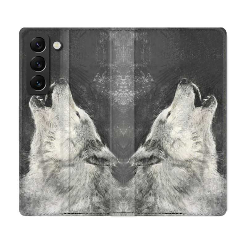 Housse Cuir Portefeuille Pour Samsung Galaxy S22 Animal Loup Hurlement