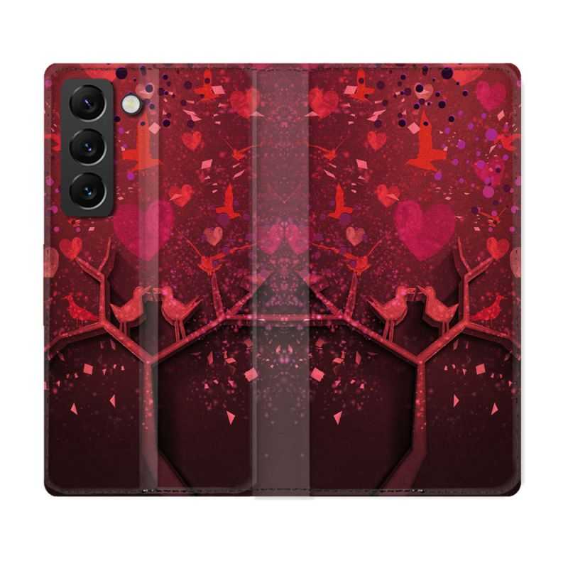 Housse Cuir Portefeuille Pour Samsung Galaxy S22 Plus Amour Arbre