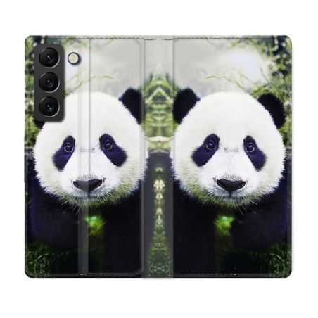 Housse Cuir Portefeuille Pour Samsung Galaxy S22 Animal Panda Color