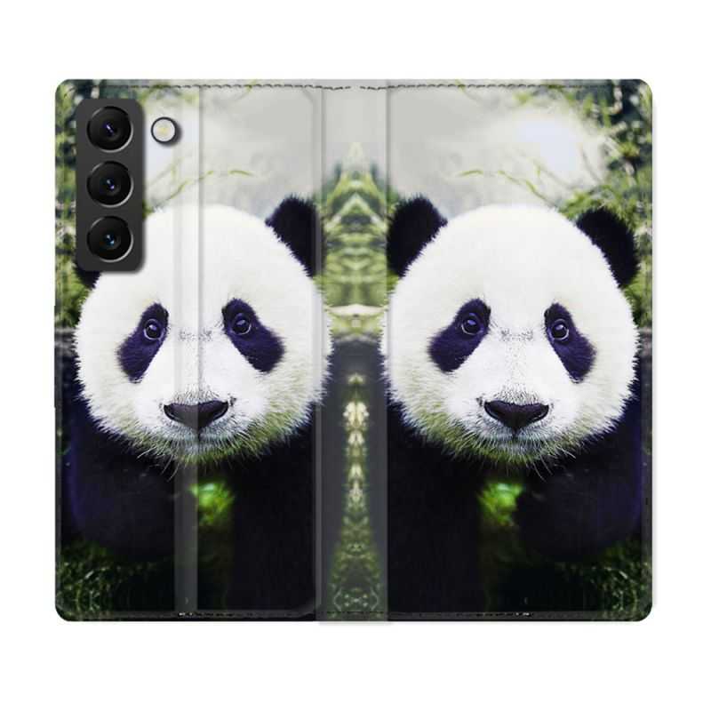 Housse Cuir Portefeuille Pour Samsung Galaxy S22 Animal Panda Color