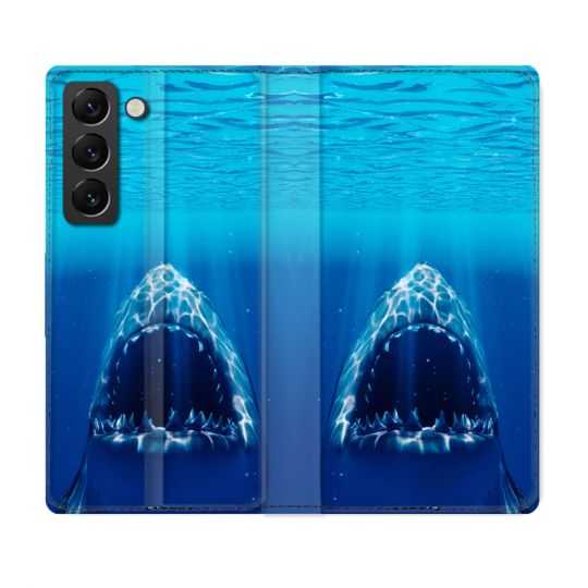Housse Cuir Portefeuille Pour Samsung Galaxy S22 Animal Requin Dent
