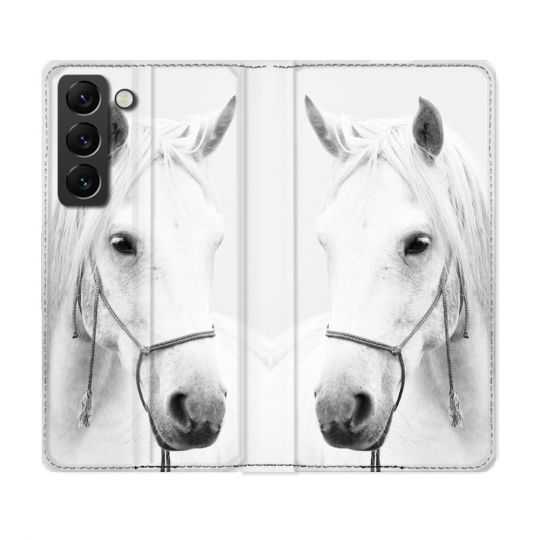 Housse Cuir Portefeuille Pour Samsung Galaxy S22 Plus Animal Cheval Cristal