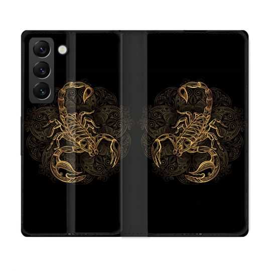 Housse Cuir Portefeuille Pour Samsung Galaxy S22 Animal Scorpion Fresque