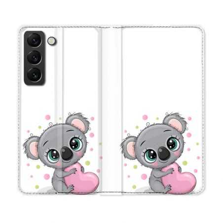 Housse Cuir Portefeuille Pour Samsung Galaxy S22 Plus Animal Koala Cœur