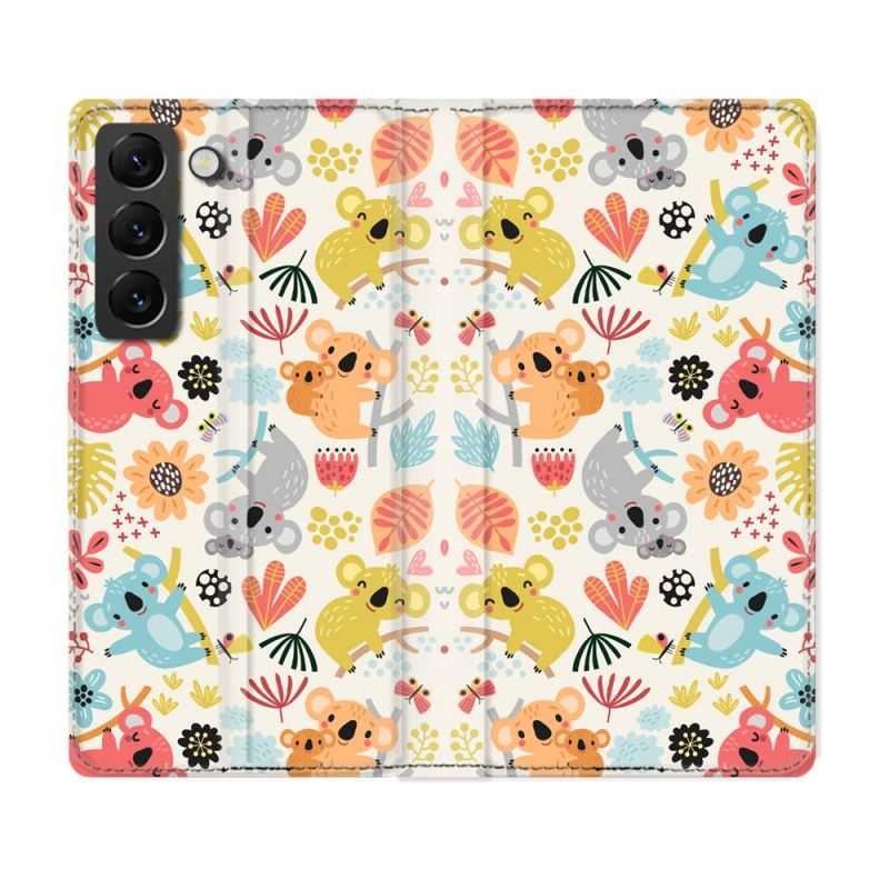 Housse Cuir Portefeuille Pour Samsung Galaxy S22 Plus Animal Koala Pattern