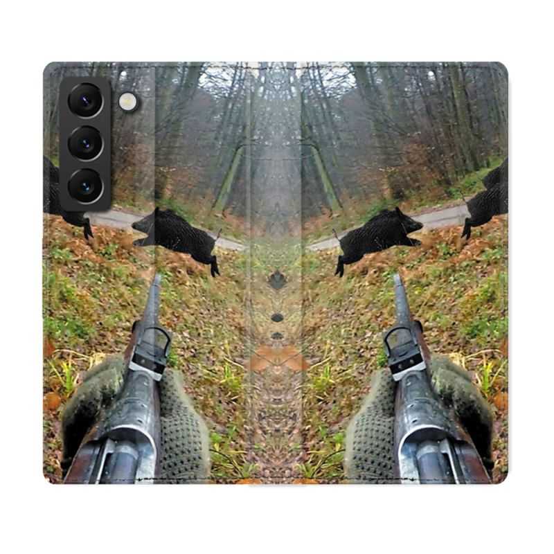 Housse Cuir Portefeuille Pour Samsung Galaxy S22 Chasse Vision Tir