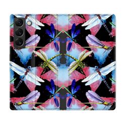Housse Cuir Portefeuille Pour Samsung Galaxy S22 Plus Animal Libellule
