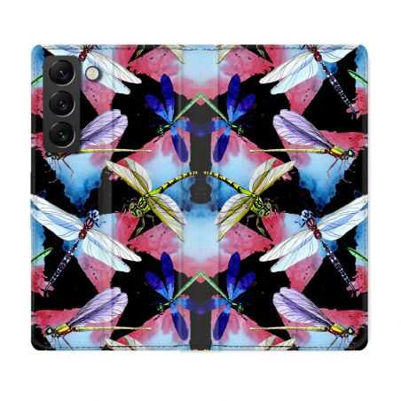 Housse Cuir Portefeuille Pour Samsung Galaxy S22 Plus Animal Libellule