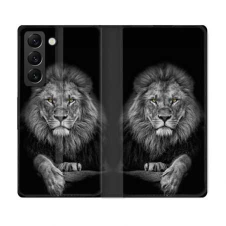 Housse Cuir Portefeuille Pour Samsung Galaxy S22 Plus Animal Lion Majestueux