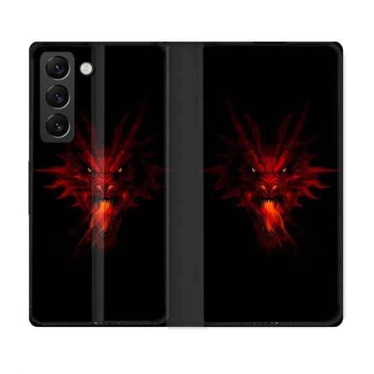 Housse Cuir Portefeuille Pour Samsung Galaxy S22 Fantastique Dragon Feu