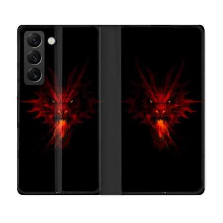 Housse Cuir Portefeuille Pour Samsung Galaxy S22 Fantastique Dragon Feu