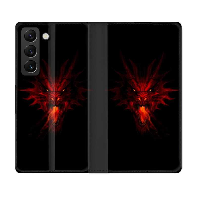 Housse Cuir Portefeuille Pour Samsung Galaxy S22 Fantastique Dragon Feu