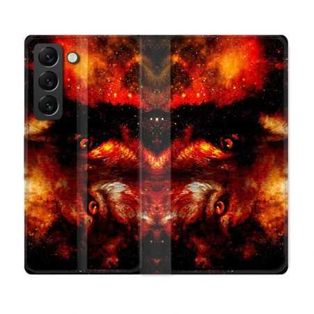Housse Cuir Portefeuille Pour Samsung Galaxy S22 Plus Animal Loup Espace
