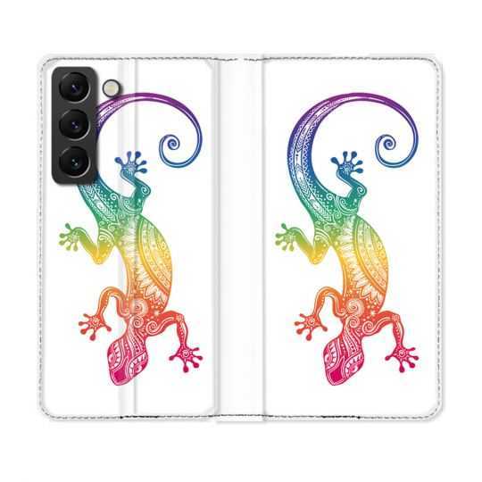 Housse Cuir Portefeuille Pour Samsung Galaxy S22 Plus Animal Salamandre Color