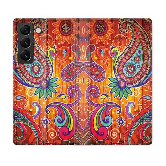 Housse Cuir Portefeuille Pour Samsung Galaxy S22 Fleur Psychedelic