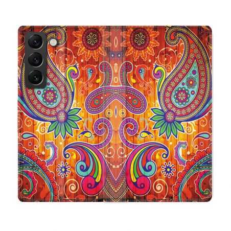 Housse Cuir Portefeuille Pour Samsung Galaxy S22 Fleur Psychedelic