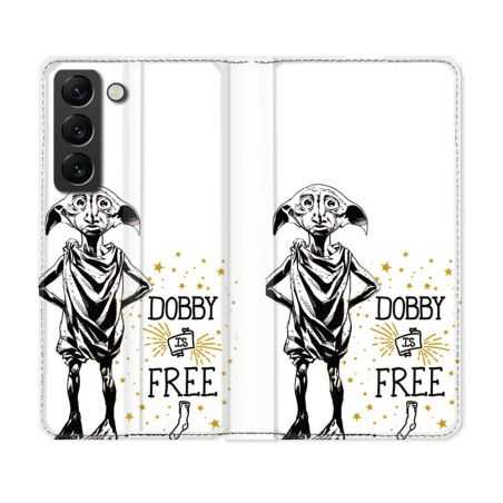Housse Cuir Portefeuille Pour Samsung Galaxy S22 Harry Potter Dobby Free Blanc