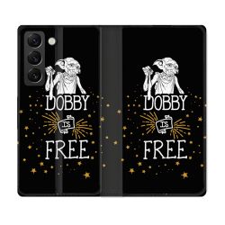 Housse Cuir Portefeuille Pour Samsung Galaxy S22 Harry Potter Dobby Free Noir