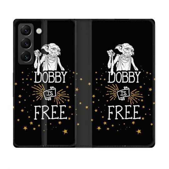 Housse Cuir Portefeuille Pour Samsung Galaxy S22 Harry Potter Dobby Free Noir