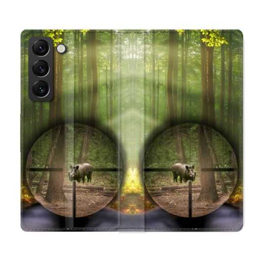 Housse Cuir Portefeuille Pour Samsung Galaxy S22 Plus Chasse Sanglier Viseur