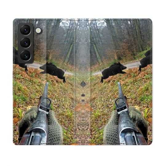 Housse Cuir Portefeuille Pour Samsung Galaxy S22 Plus Chasse Vision Tir