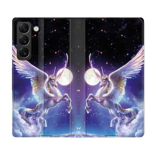 Housse Cuir Portefeuille Pour Samsung Galaxy S22 Plus Fantastique Licorne Céleste
