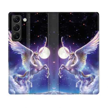 Housse Cuir Portefeuille Pour Samsung Galaxy S22 Plus Fantastique Licorne Céleste