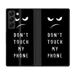 Housse Cuir Portefeuille Pour Samsung Galaxy S22 Humour Don't Touch