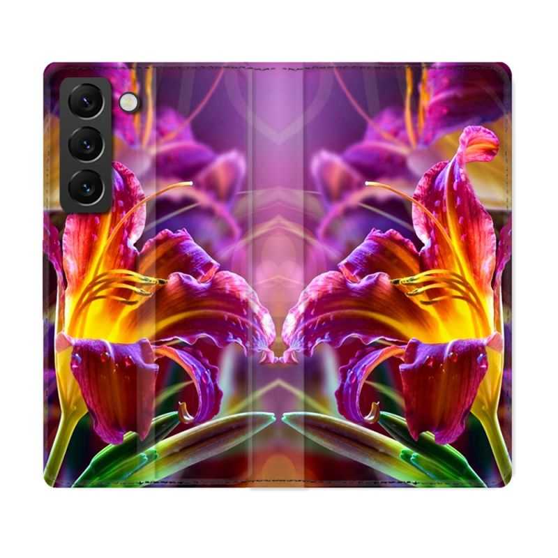 Housse Cuir Portefeuille Pour Samsung Galaxy S22 Plus Fleur Lys Color