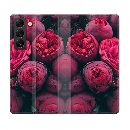 Housse Cuir Portefeuille Pour Samsung Galaxy S22 Plus Fleur Pivoine