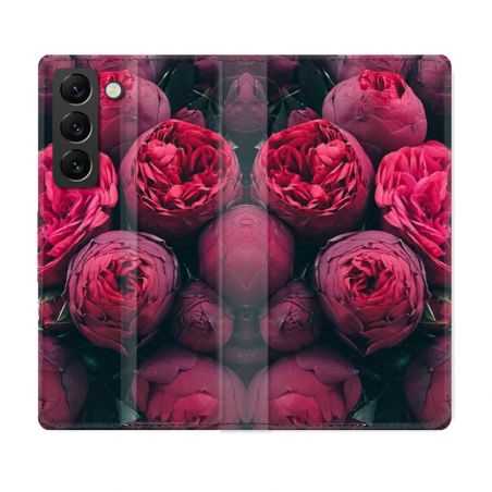 Housse Cuir Portefeuille Pour Samsung Galaxy S22 Plus Fleur Pivoine