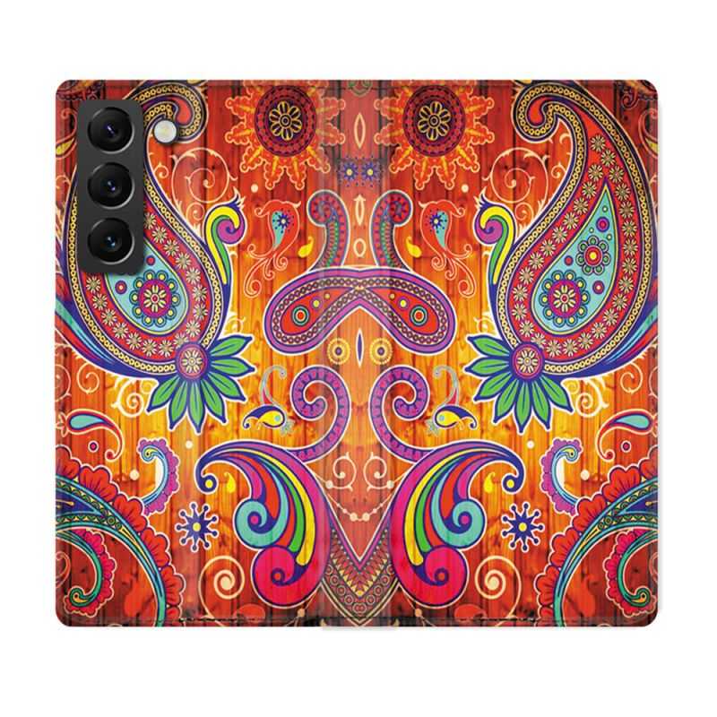 Housse Cuir Portefeuille Pour Samsung Galaxy S22 Plus Fleur Psychedelic