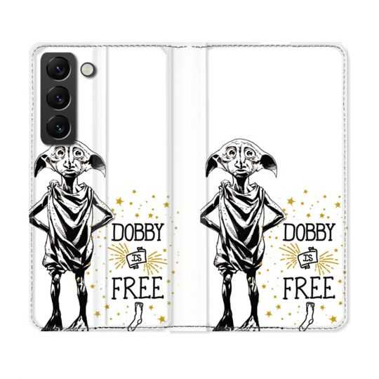 Housse Cuir Portefeuille Pour Samsung Galaxy S22 Plus Harry Potter Dobby Free Blanc