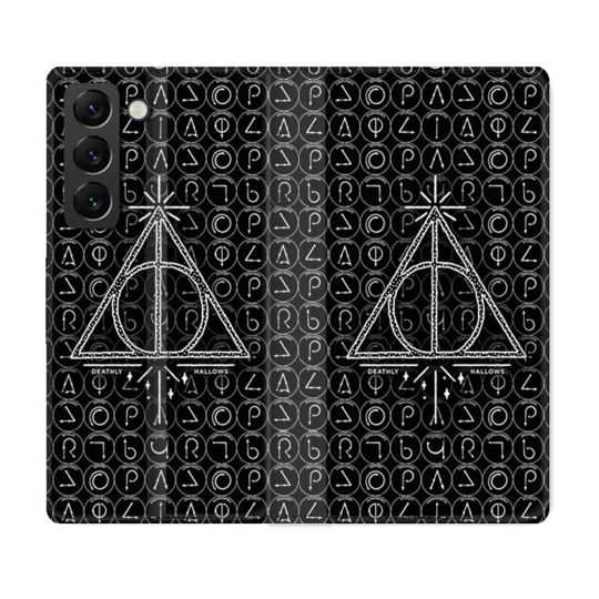 Housse Cuir Portefeuille Pour Samsung Galaxy S22 Plus Harry Potter Hollows Triangle Noir